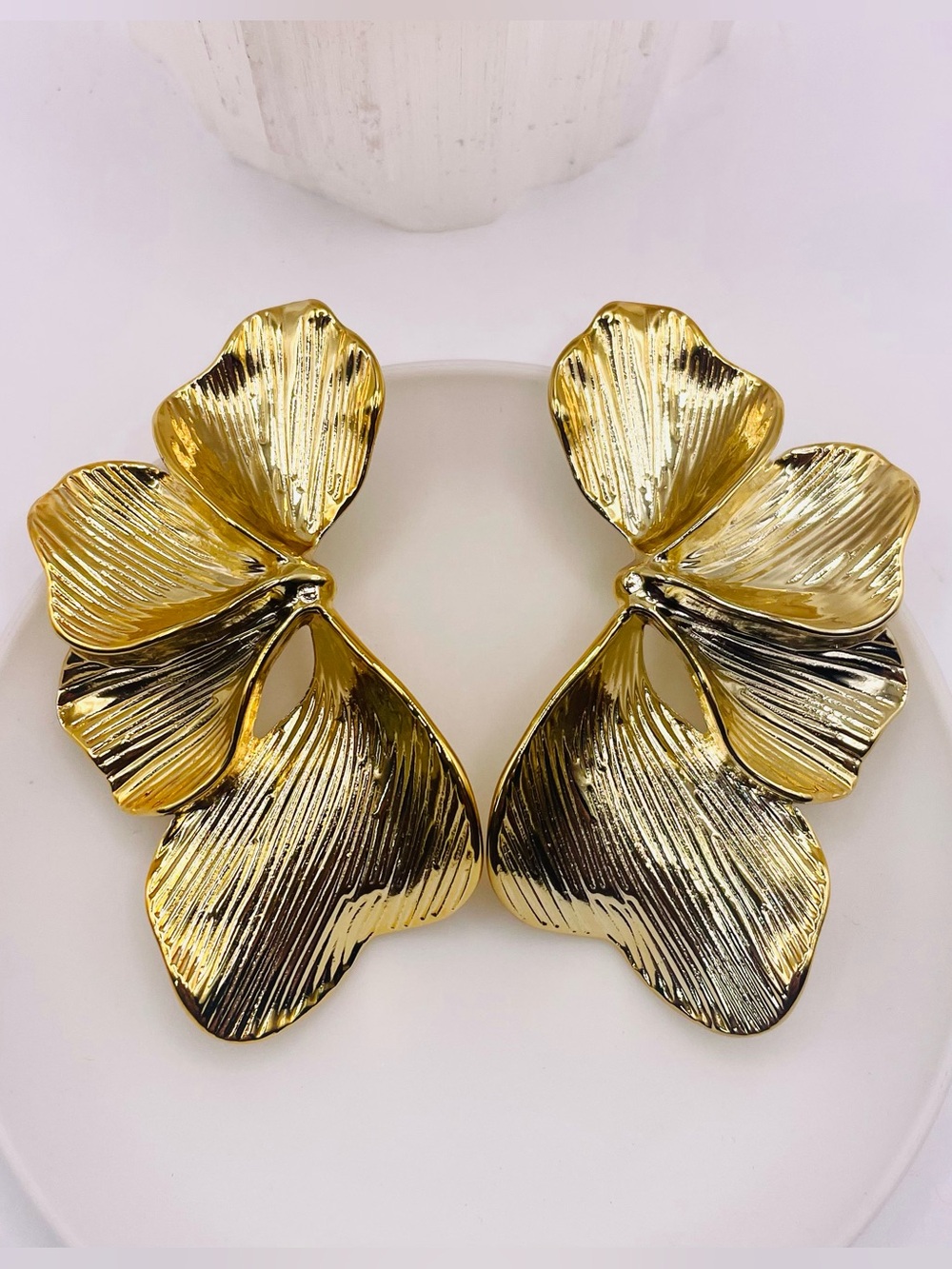 Modern Gold Floral Post Earrings